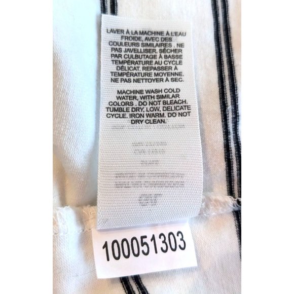 GARAGE 95% Cotton Cropped Cream Turtleneck w/Black Pinstripes Long Sleeve Size L - Picture 7 of 8